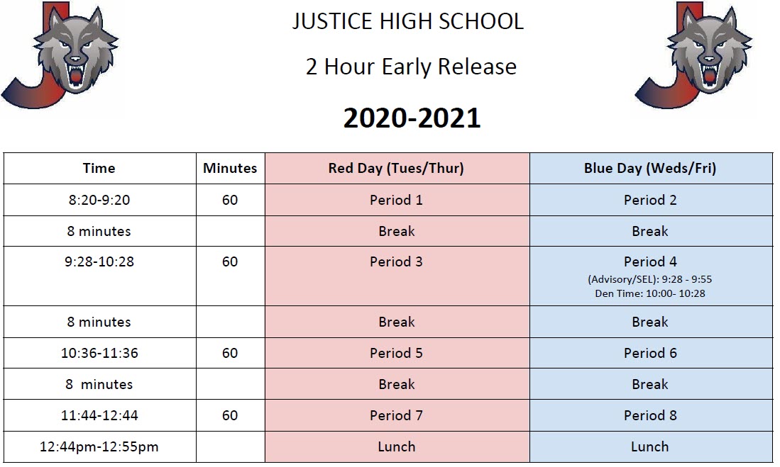 Bell Schedule Justice High School